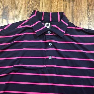Foot Joy FJ Golf Blue pink Striped Polo Shirt (MPCC Myers Park Country Club) L